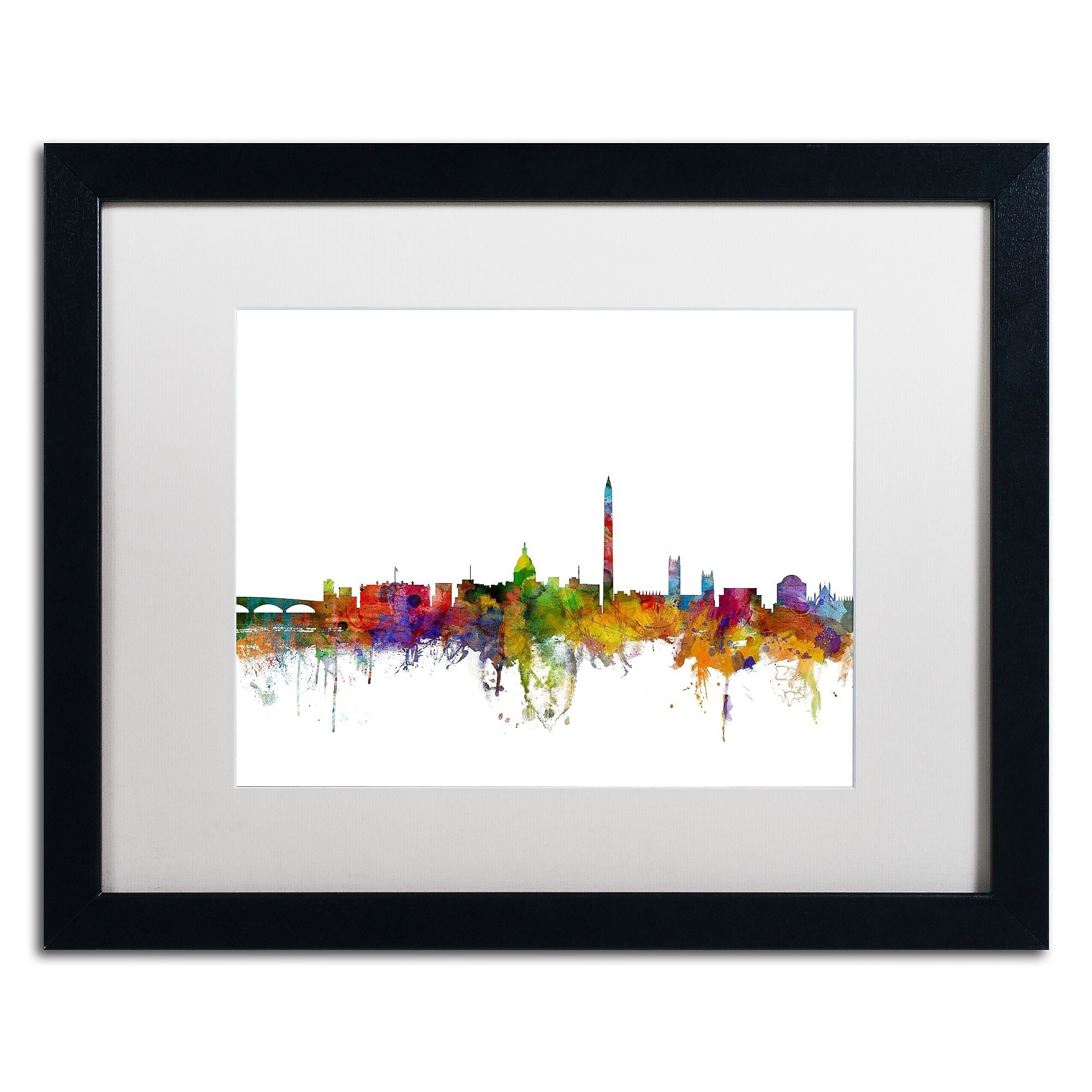 Trademark Fine Art ''Washington DC Skyline II'' by Michael Tompsett 16" x 20" White Matted Black Frame (MT0553-B1620MF)