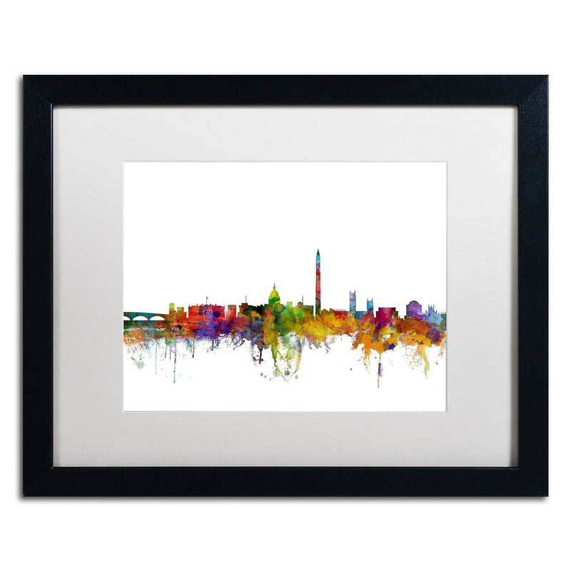 Trademark Fine Art ''Washington DC Skyline II'' by Michael Tompsett 16" x 20" White Matted Black Frame (MT0553-B1620MF)