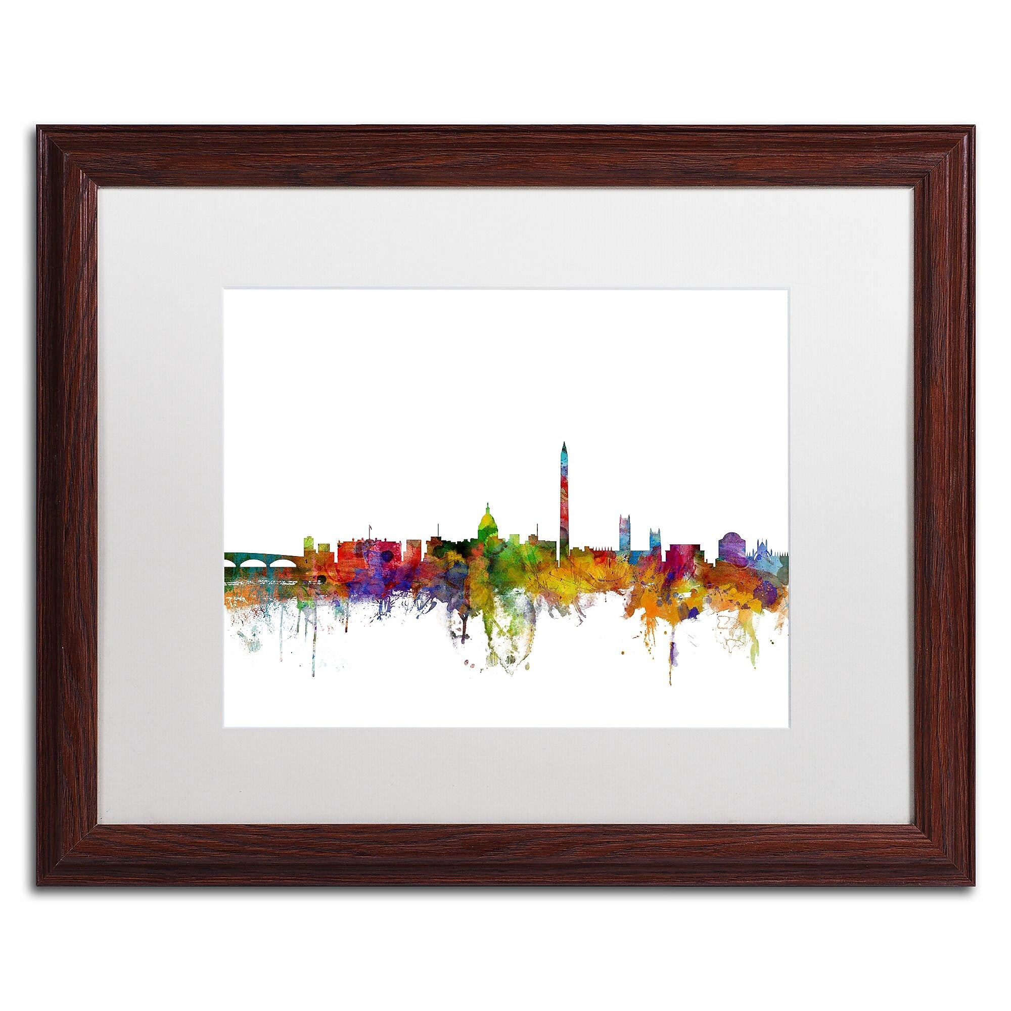Trademark Fine Art ''Washington DC Skyline II'' by Michael Tompsett 16" x 20" White Matted Wood Frame (MT0553-W1620MF)