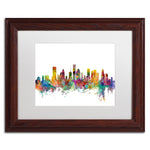 Trademark Fine Art ''Houston Texas Skyline'' by Michael Tompsett 11" x 14" White Matted Wood Frame (MT0554-W1114MF)