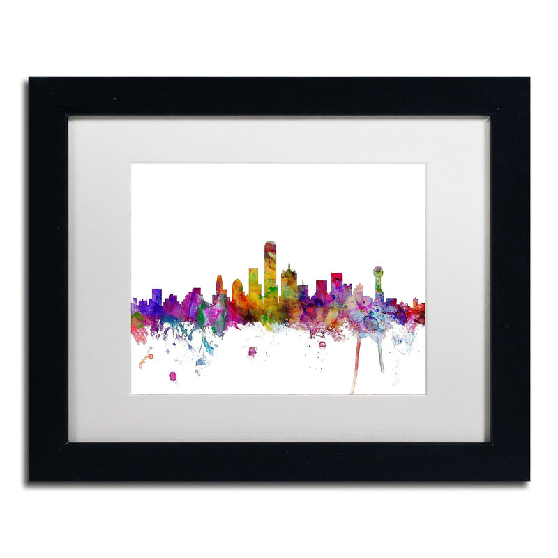 Trademark Fine Art ''Dallas Texas Skyline'' by Michael Tompsett 11" x 14" White Matted Black Frame (MT0555-B1114MF)