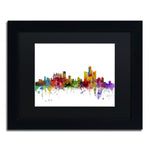 Trademark Fine Art ''Detroit Michigan Skyline'' by Michael Tompsett 11" x 14" Black Matted Black Frame (MT0557-B1114BMF)