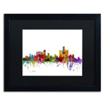 Trademark Fine Art ''Detroit Michigan Skyline'' by Michael Tompsett 16" x 20" Black Matted Black Frame (MT0557-B1620BMF)