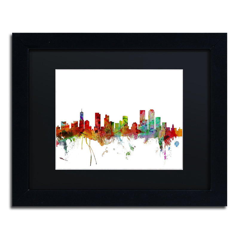 Trademark Fine Art ''Denver Colorado Skyline'' by Michael Tompsett 11" x 14" Black Matted Black Frame (MT0558-B1114BMF)