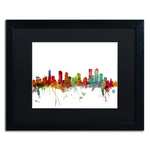 Trademark Fine Art ''Denver Colorado Skyline'' by Michael Tompsett 16" x 20" Black Matted Black Frame (MT0558-B1620BMF)