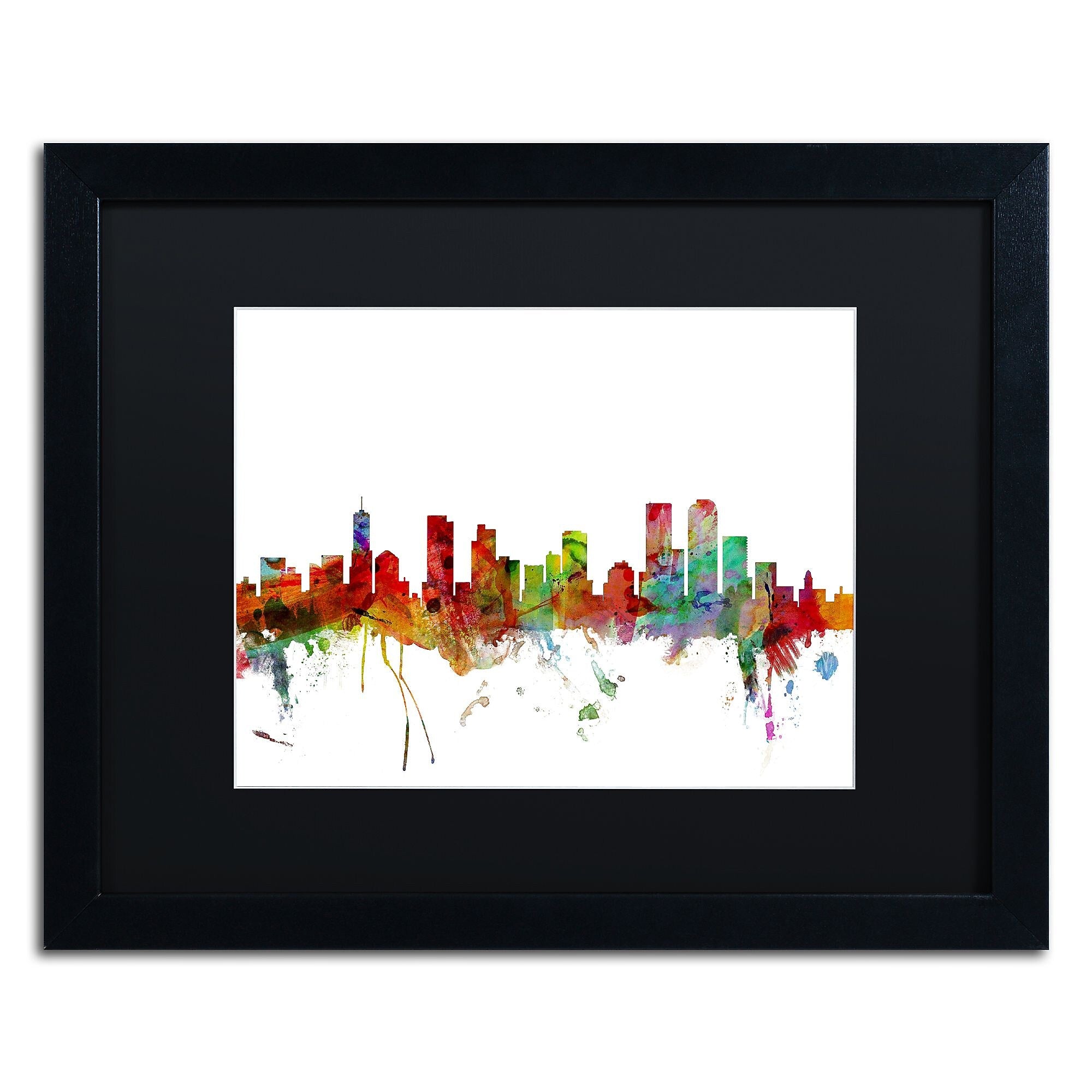 Trademark Fine Art ''Denver Colorado Skyline'' by Michael Tompsett 16" x 20" Black Matted Black Frame (MT0558-B1620BMF)