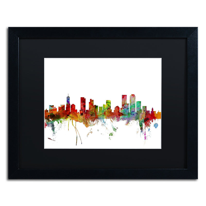 Trademark Fine Art ''Denver Colorado Skyline'' by Michael Tompsett 16" x 20" Black Matted Black Frame (MT0558-B1620BMF)