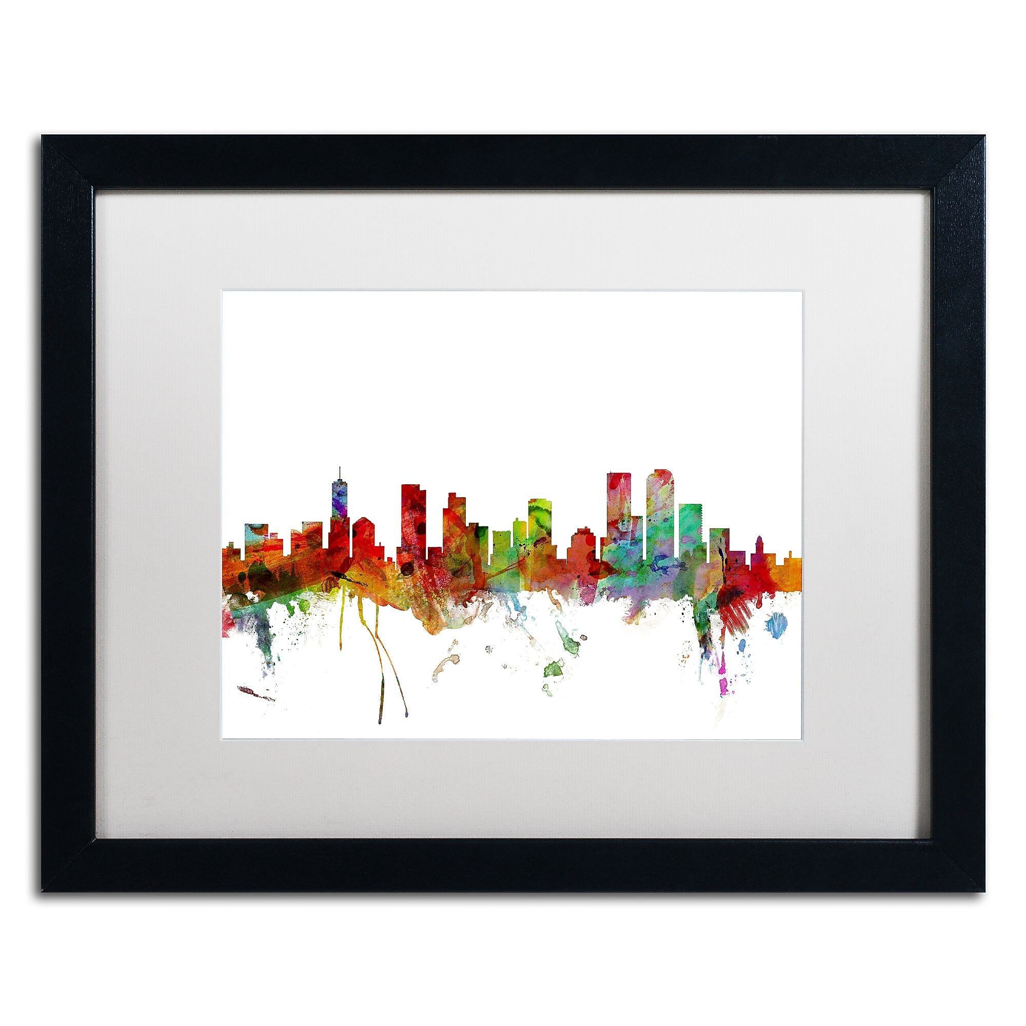 Trademark Fine Art ''Denver Colorado Skyline'' by Michael Tompsett 16" x 20" White Matted Black Frame (MT0558-B1620MF)