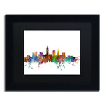Trademark Fine Art ''Cleveland Ohio Skyline'' by Michael Tompsett 11" x 14" Black Matted Black Frame (MT0559-B1114BMF)