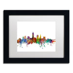 Trademark Fine Art ''Cleveland Ohio Skyline'' by Michael Tompsett 11" x 14" White Matted Black Frame (MT0559-B1114MF)