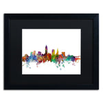 Trademark Fine Art ''Cleveland Ohio Skyline'' by Michael Tompsett 16" x 20" Black Matted Black Frame (MT0559-B1620BMF)