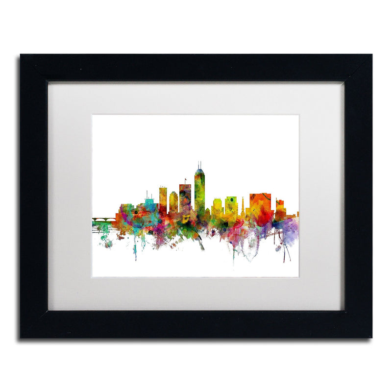 Trademark Fine Art ''Indianapolis Indiana Skyline'' by Michael Tompsett 11" x 14" White Matted Black Frame (MT0560-B1114MF)