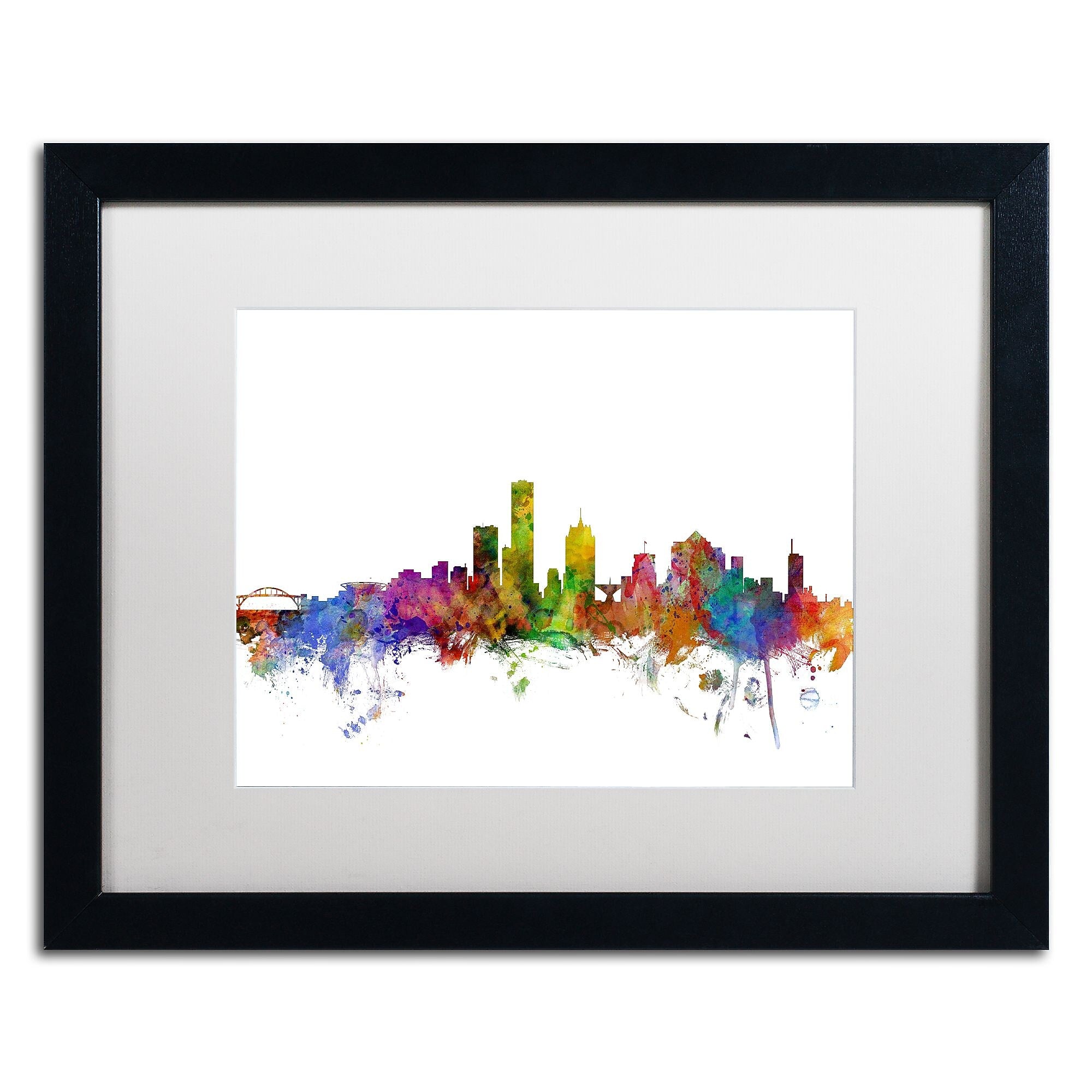 Trademark Fine Art ''Milwaukee Wisconsin Skyline'' by Michael Tompsett 16" x 20" White Matted Black Frame (MT0562-B1620MF)