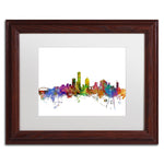 Trademark Fine Art ''Milwaukee Wisconsin Skyline'' by Michael Tompsett 11" x 14" White Matted Wood Frame (MT0562-W1114MF)