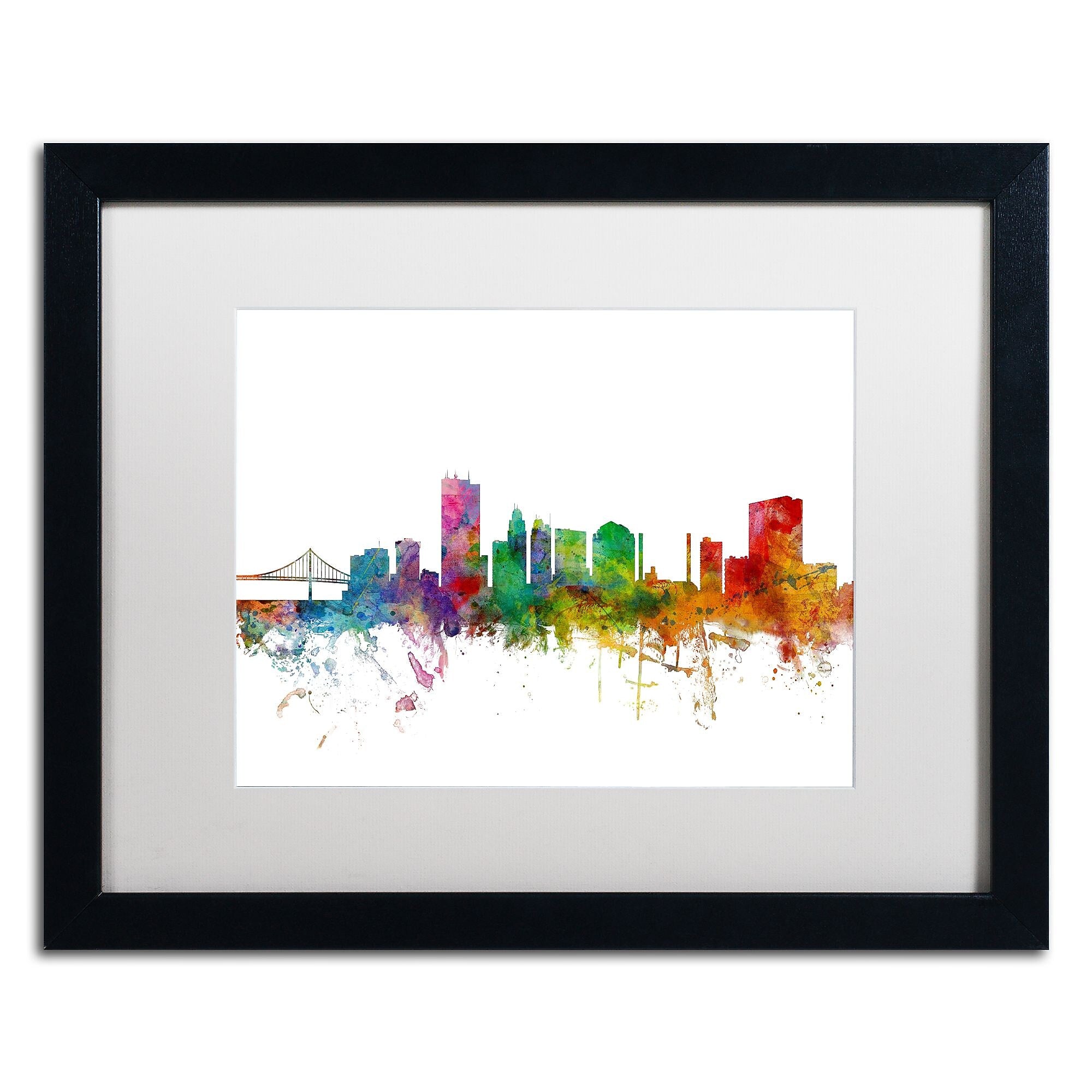 Trademark Fine Art ''Toledo Ohio Skyline'' by Michael Tompsett 16" x 20" White Matted Black Frame (MT0564-B1620MF)