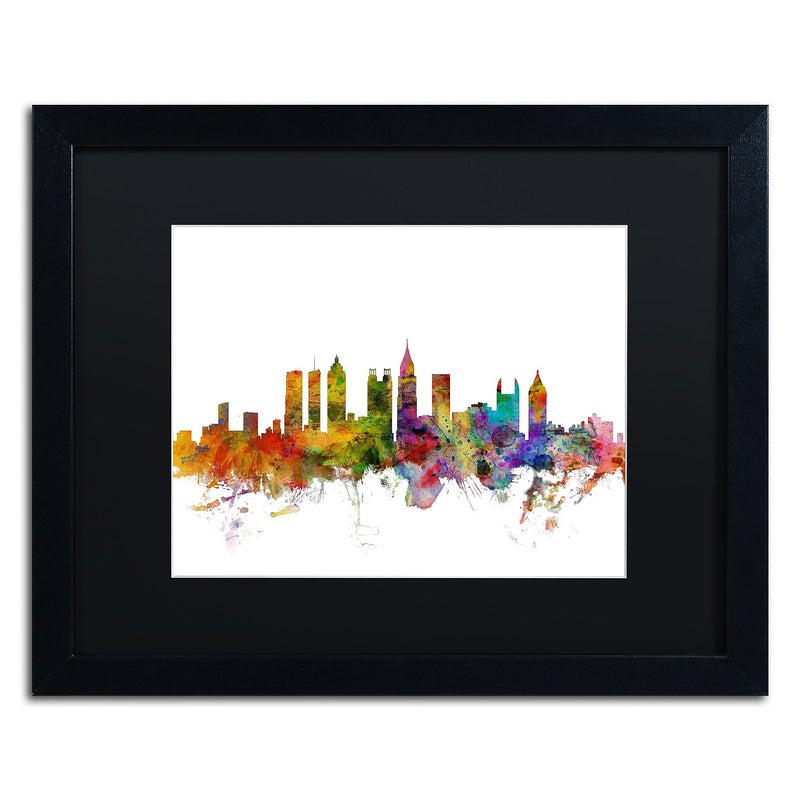 Trademark Fine Art ''Atlanta Georgia Skyline'' by Michael Tompsett 16" x 20" Black Matted Black Frame (MT0566-B1620BMF)