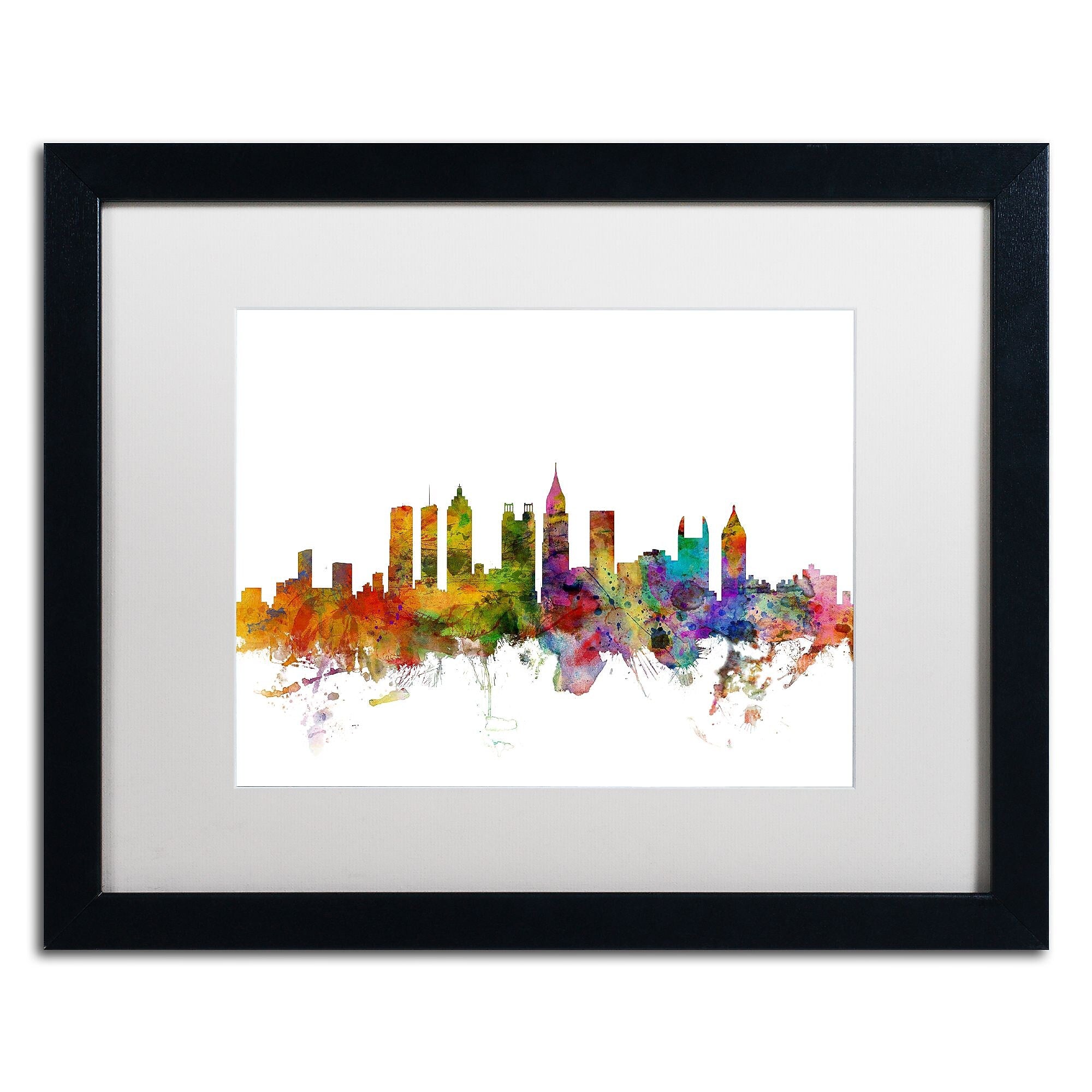 Trademark Fine Art ''Atlanta Georgia Skyline'' by Michael Tompsett 16" x 20" White Matted Black Frame (MT0566-B1620MF)