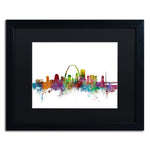 Trademark Fine Art ''St. Louis Missouri Skyline'' by Michael Tompsett 16" x 20" Black Matted Black Frame (MT0568-B1620BMF)
