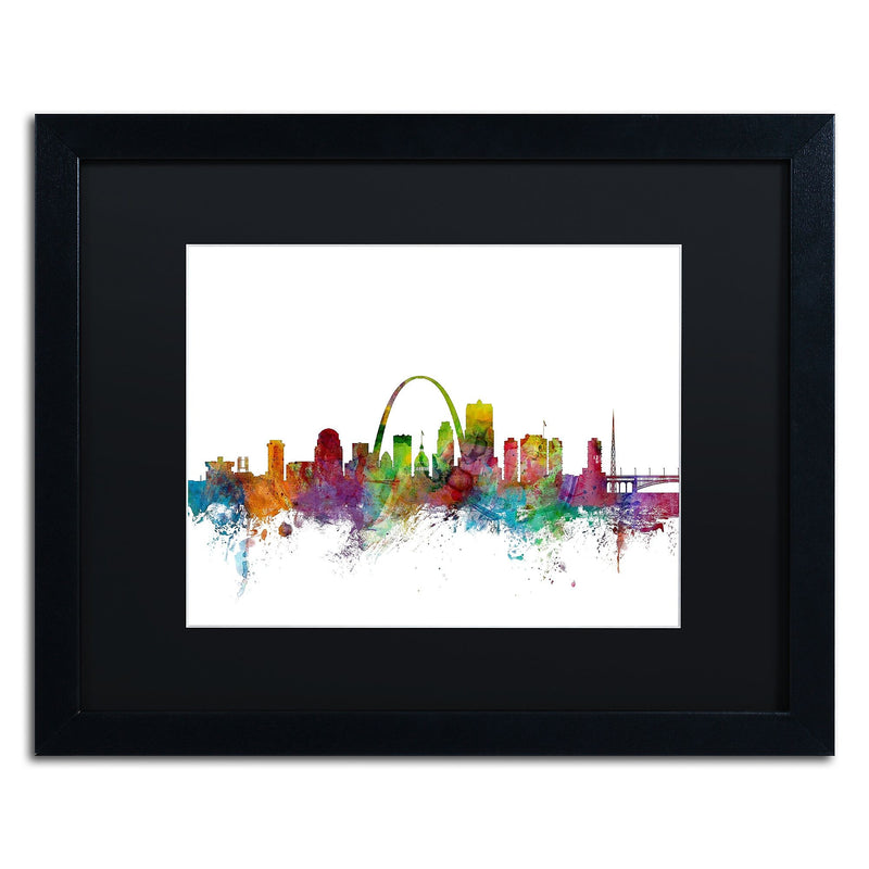 Trademark Fine Art ''St. Louis Missouri Skyline'' by Michael Tompsett 16" x 20" Black Matted Black Frame (MT0568-B1620BMF)
