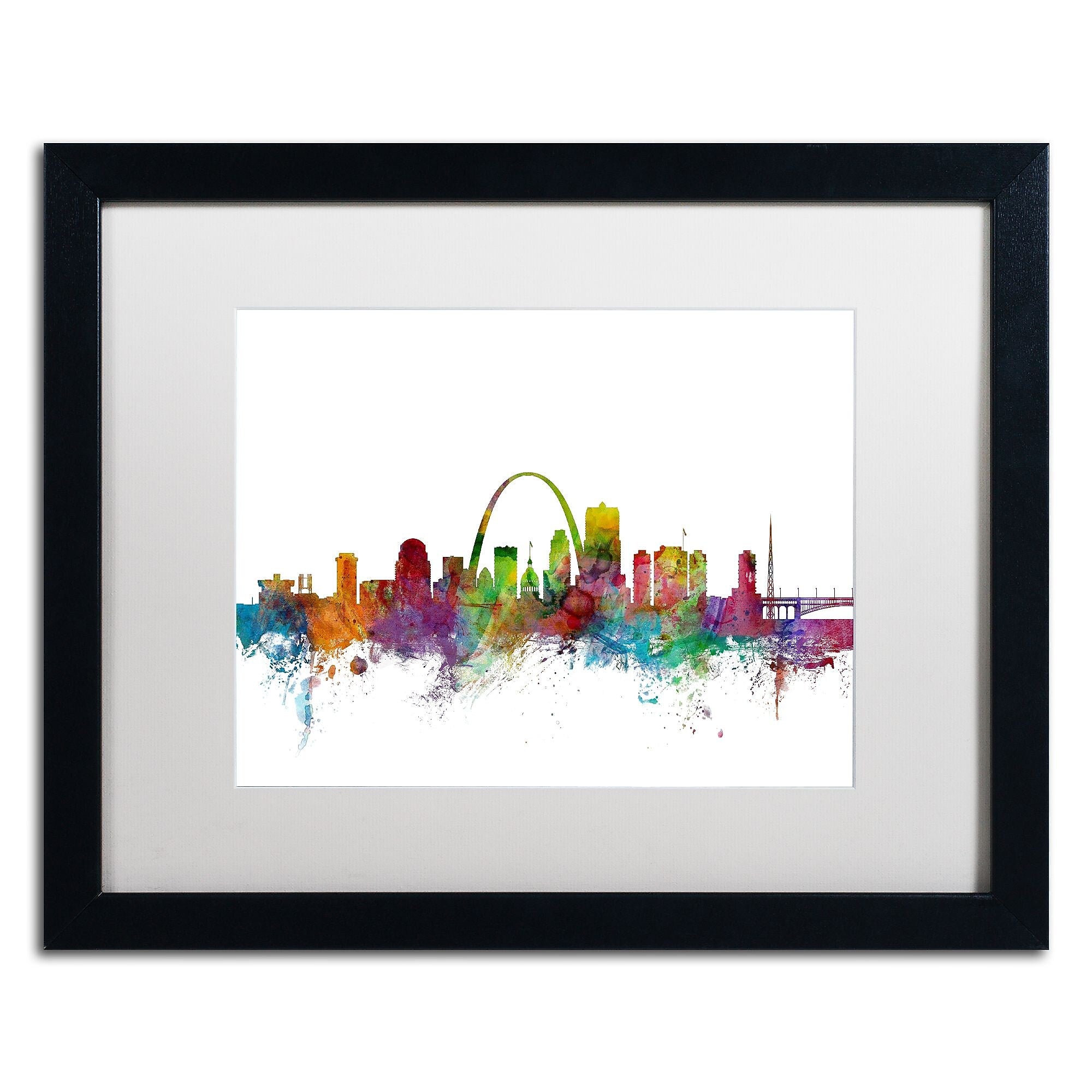 Trademark Fine Art ''St. Louis Missouri Skyline'' by Michael Tompsett 16" x 20" White Matted Black Frame (MT0568-B1620MF)