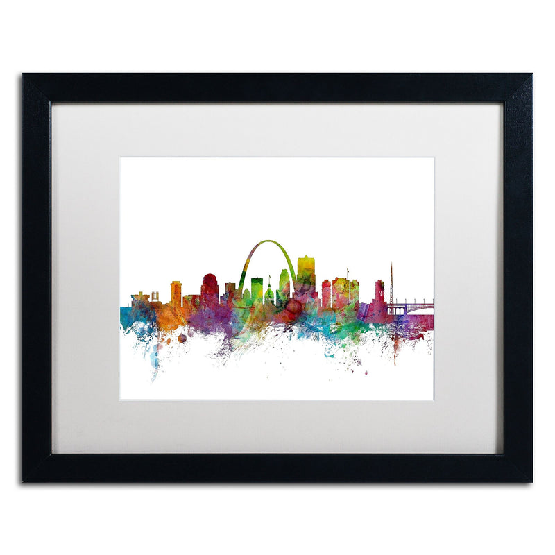 Trademark Fine Art ''St. Louis Missouri Skyline'' by Michael Tompsett 16" x 20" White Matted Black Frame (MT0568-B1620MF)