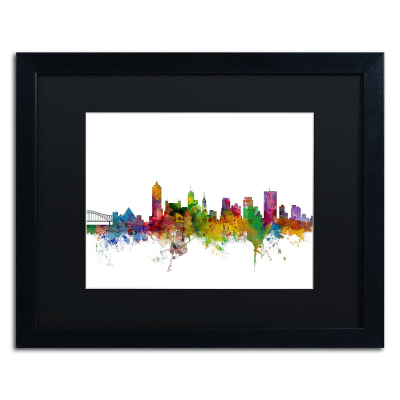 Trademark Fine Art ''Memphis Tennessee Skyline'' by Michael Tompsett 16" x 20" Black Matted Black Frame (MT0569-B1620BMF)