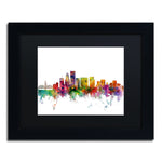Trademark Fine Art ''Portland Oregon Skyline'' by Michael Tompsett 11" x 14" Black Matted Black Frame (MT0570-B1114BMF)