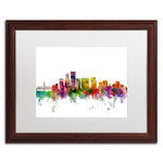 Trademark Fine Art ''Portland Oregon Skyline'' by Michael Tompsett 16" x 20" White Matted Wood Frame (MT0570-W1620MF)