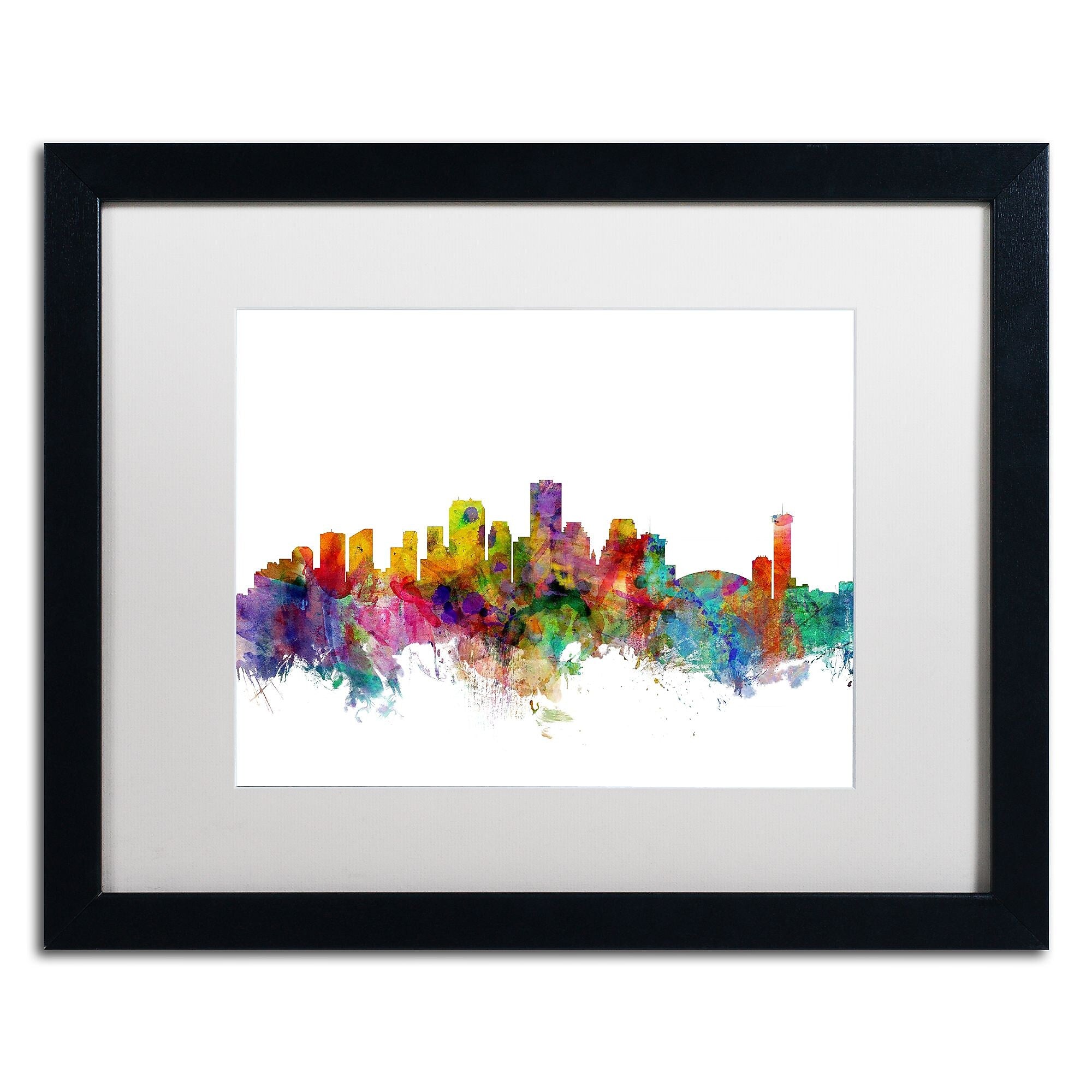 Trademark Fine Art ''New Orleans Louisiana Skyline'' by Michael Tompsett 16" x 20" White Matted Black Frame (MT0571-B1620MF)