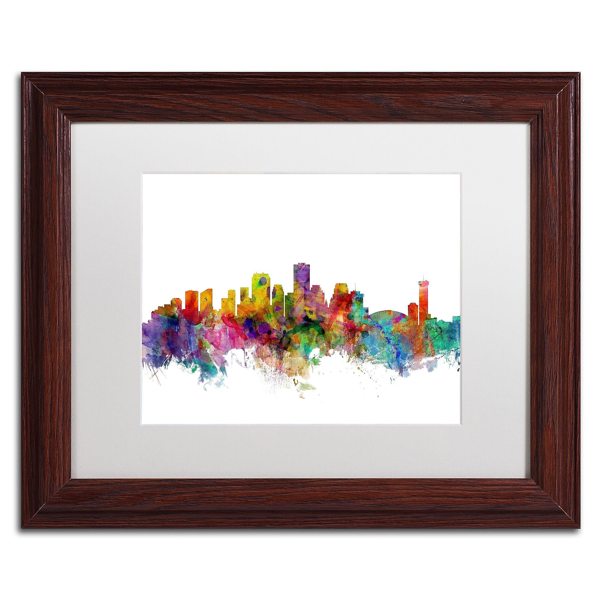 Trademark Fine Art ''New Orleans Louisiana Skyline'' by Michael Tompsett 11" x 14" White Matted Wood Frame (MT0571-W1114MF)