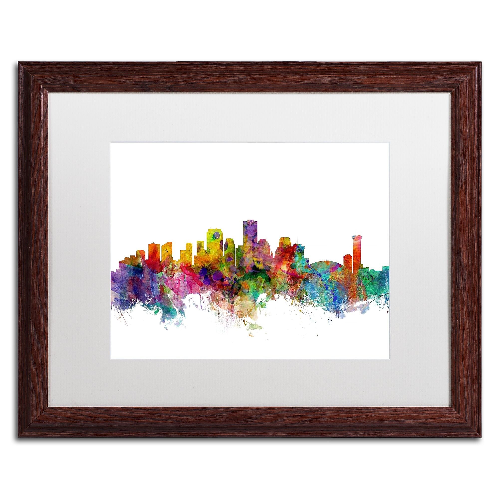 Trademark Fine Art ''New Orleans Louisiana Skyline'' by Michael Tompsett 16" x 20" White Matted Wood Frame (MT0571-W1620MF)