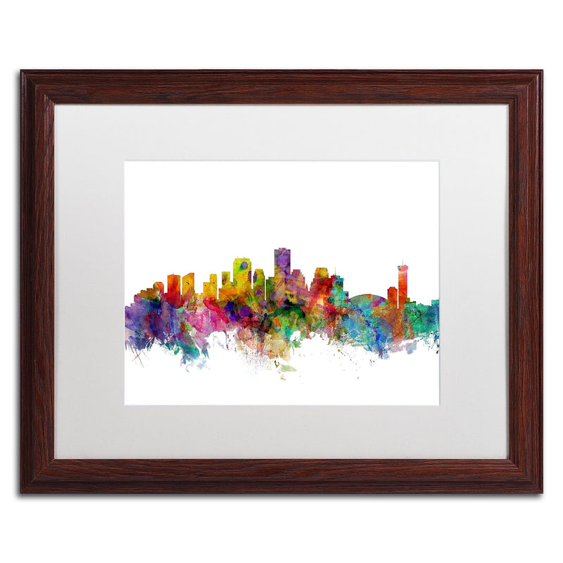 Trademark Fine Art ''New Orleans Louisiana Skyline'' by Michael Tompsett 16" x 20" White Matted Wood Frame (MT0571-W1620MF)