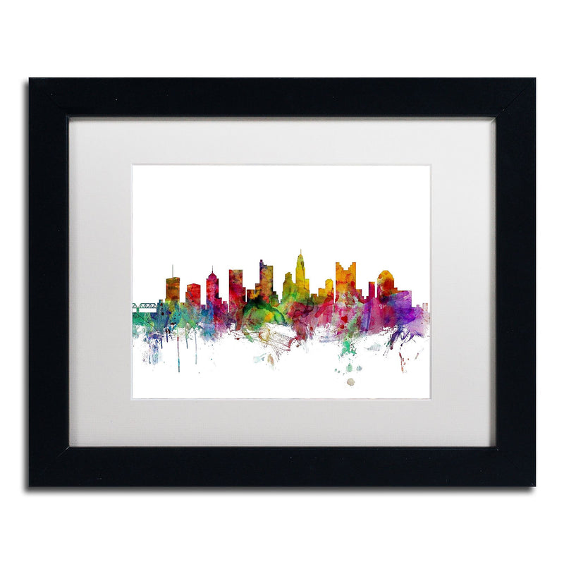 Trademark Fine Art ''Columbus Ohio Skyline'' by Michael Tompsett 11" x 14" White Matted Black Frame (MT0572-B1114MF)