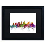 Trademark Fine Art ''Columbus Ohio Skyline'' by Michael Tompsett 16" x 20" Black Matted Black Frame (MT0572-B1620BMF)