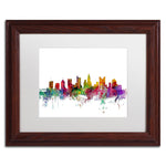 Trademark Fine Art ''Columbus Ohio Skyline'' by Michael Tompsett 11" x 14" White Matted Wood Frame (MT0572-W1114MF)