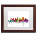 Trademark Fine Art ''Columbus Ohio Skyline'' by Michael Tompsett 16" x 20" White Matted Wood Frame (MT0572-W1620MF)