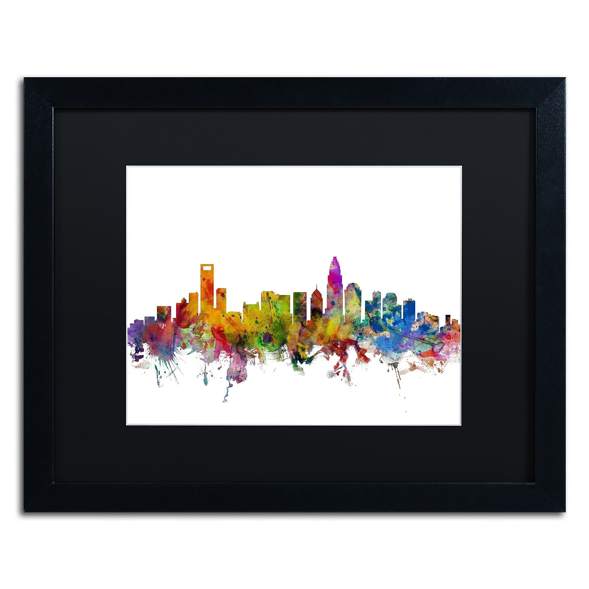 Trademark Fine Art ''Charlotte North Carolina Skyline'' by Michael Tompsett 16" x 20 Black Frame (MT0573-B1620BMF)