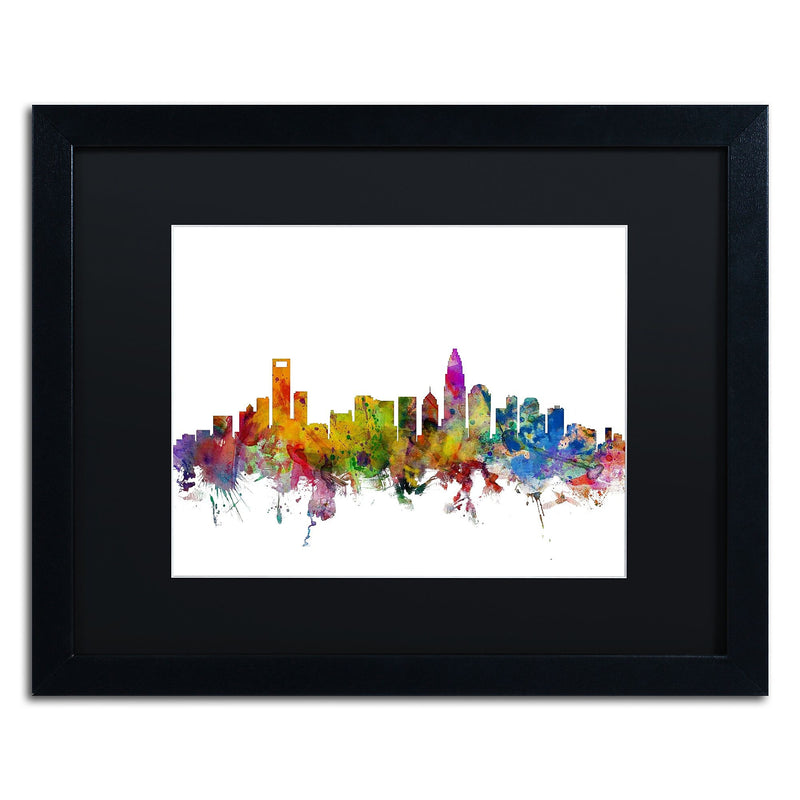 Trademark Fine Art ''Charlotte North Carolina Skyline'' by Michael Tompsett 16" x 20 Black Frame (MT0573-B1620BMF)