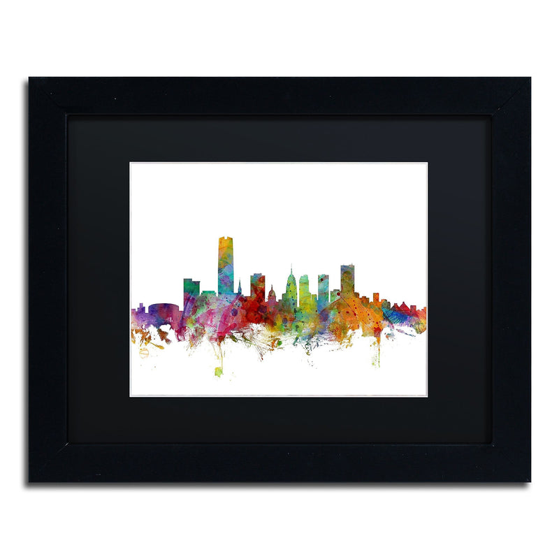 Trademark Fine Art ''Oklahoma City Skyline'' by Michael Tompsett 11" x 14" Black Matted Black Frame (MT0574-B1114BMF)