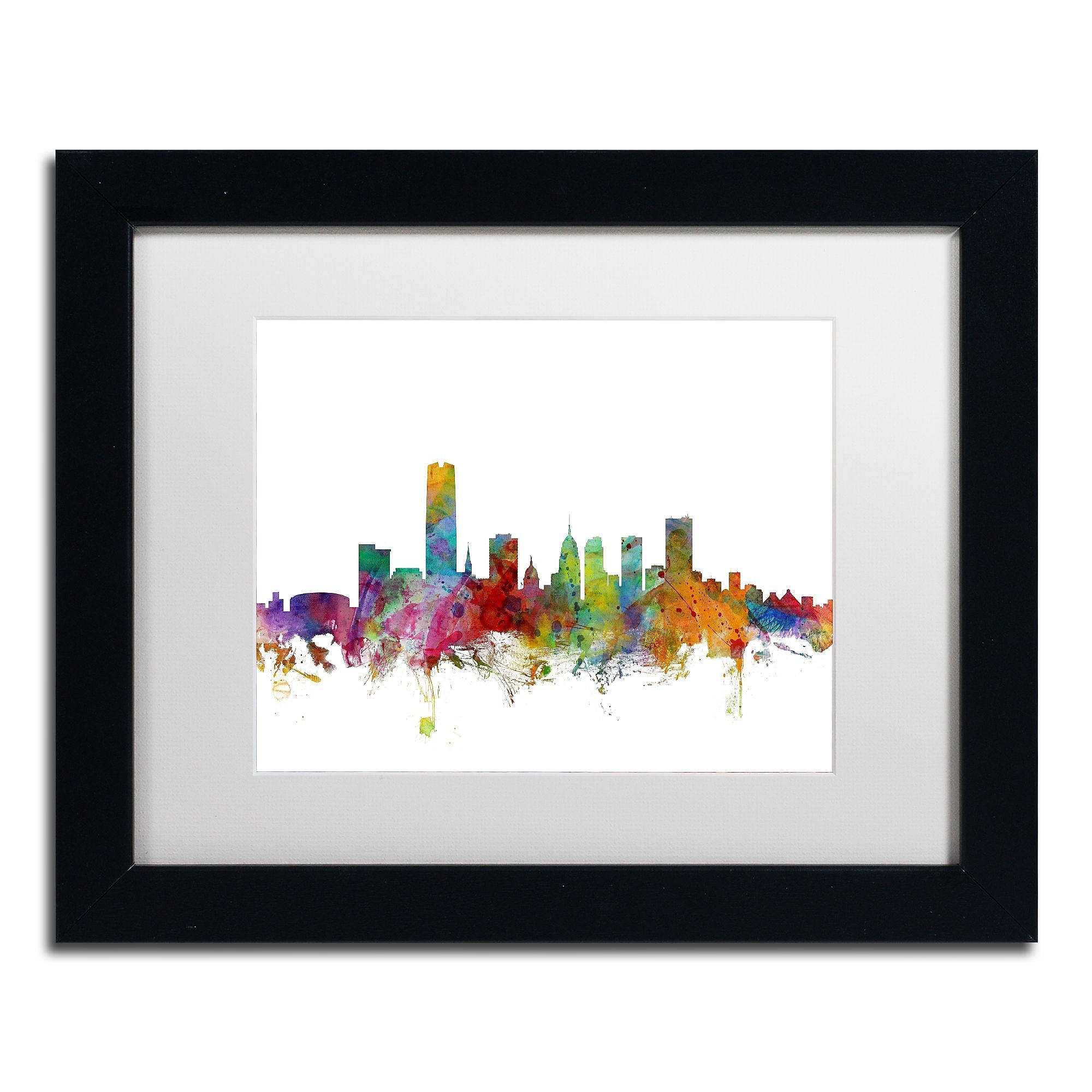 Trademark Fine Art ''Oklahoma City Skyline'' by Michael Tompsett 11" x 14" White Matted Black Frame (MT0574-B1114MF)