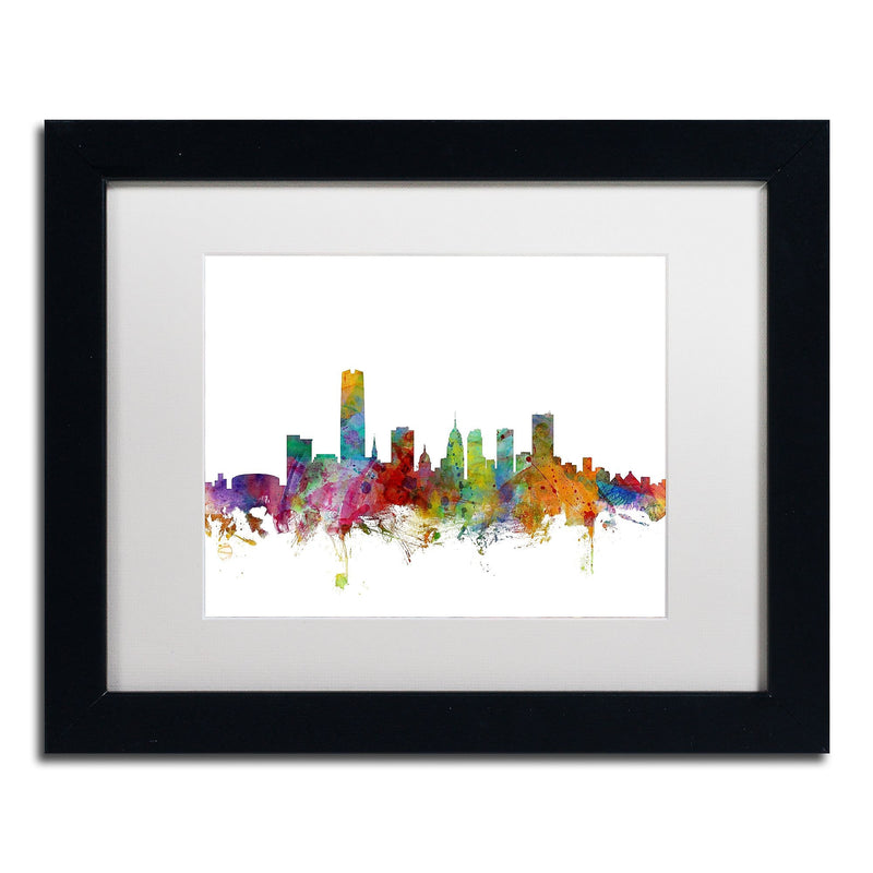 Trademark Fine Art ''Oklahoma City Skyline'' by Michael Tompsett 11" x 14" White Matted Black Frame (MT0574-B1114MF)