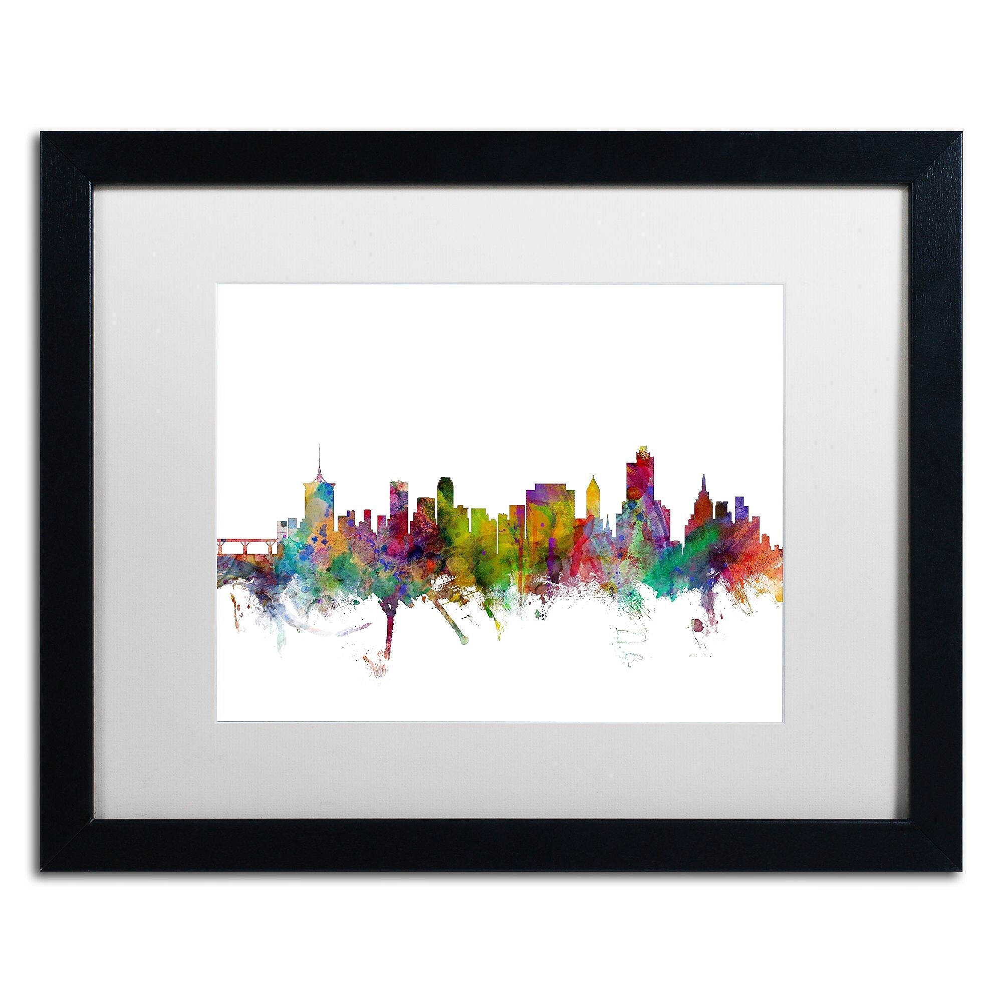 Trademark Fine Art ''Tulsa Oklahoma Skyline'' by Michael Tompsett 16" x 20" White Matted Black Frame (MT0576-B1620MF)