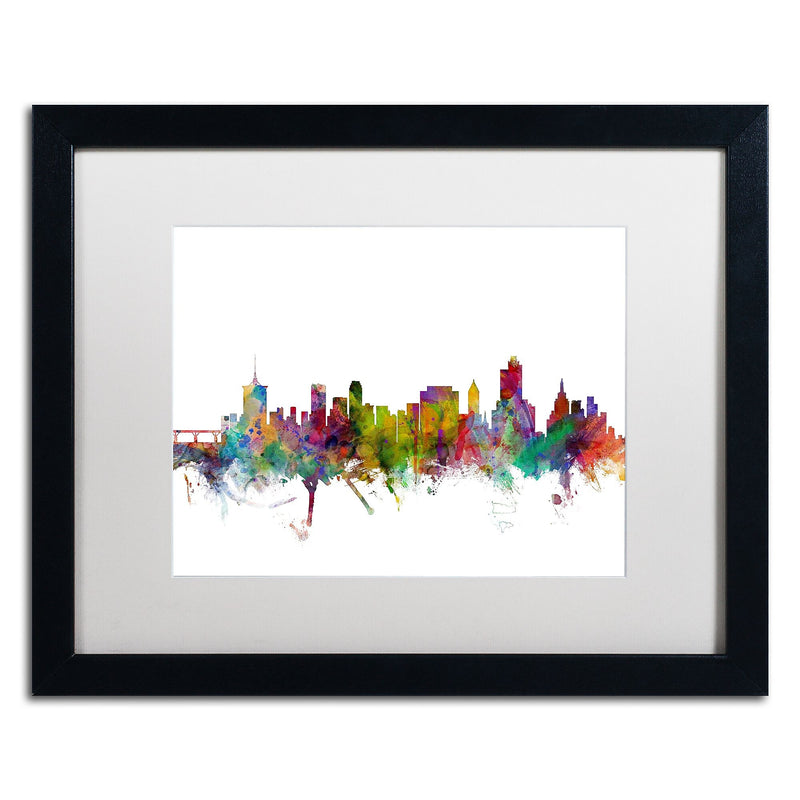 Trademark Fine Art ''Tulsa Oklahoma Skyline'' by Michael Tompsett 16" x 20" White Matted Black Frame (MT0576-B1620MF)