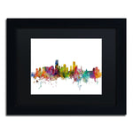 Trademark Fine Art ''Miami Florida Skyline'' by Michael Tompsett 11" x 14" Black Matted Black Frame (MT0578-B1114BMF)