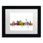Trademark Fine Art ''San Antonio Texas Skyline'' by Michael Tompsett 11" x 14" White Matted Black Frame (MT0579-B1114MF)