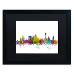 Trademark Fine Art ''San Antonio Texas Skyline'' by Michael Tompsett 16" x 20" Black Matted Black Frame (MT0579-B1620BMF)