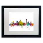 Trademark Fine Art ''San Antonio Texas Skyline'' by Michael Tompsett 16" x 20" White Matted Black Frame (MT0579-B1620MF)