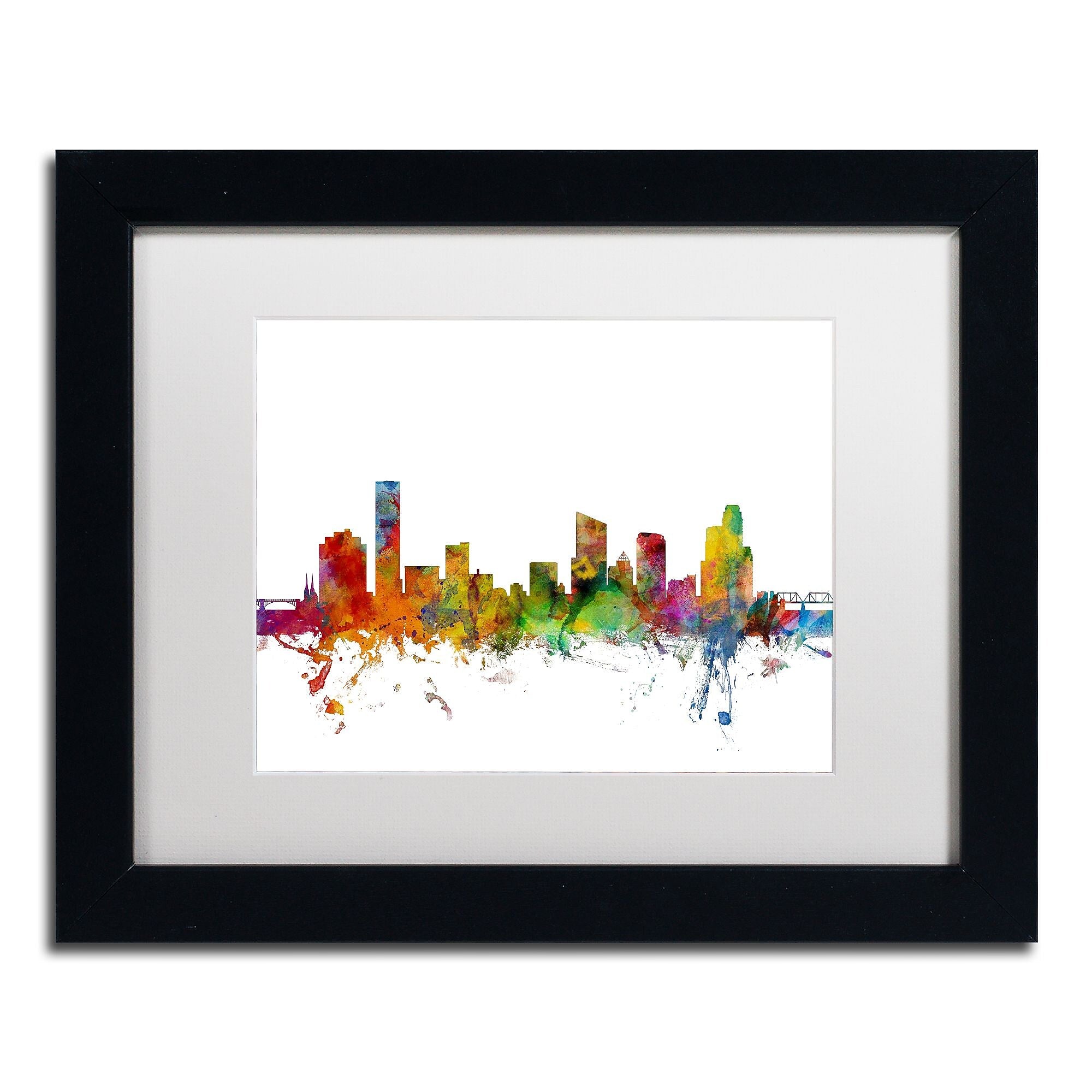 Trademark Fine Art ''Grand Rapids Michigan Skyline'' by Michael Tompsett 11" x 14" White Matted Black Frame (MT0581-B1114MF)