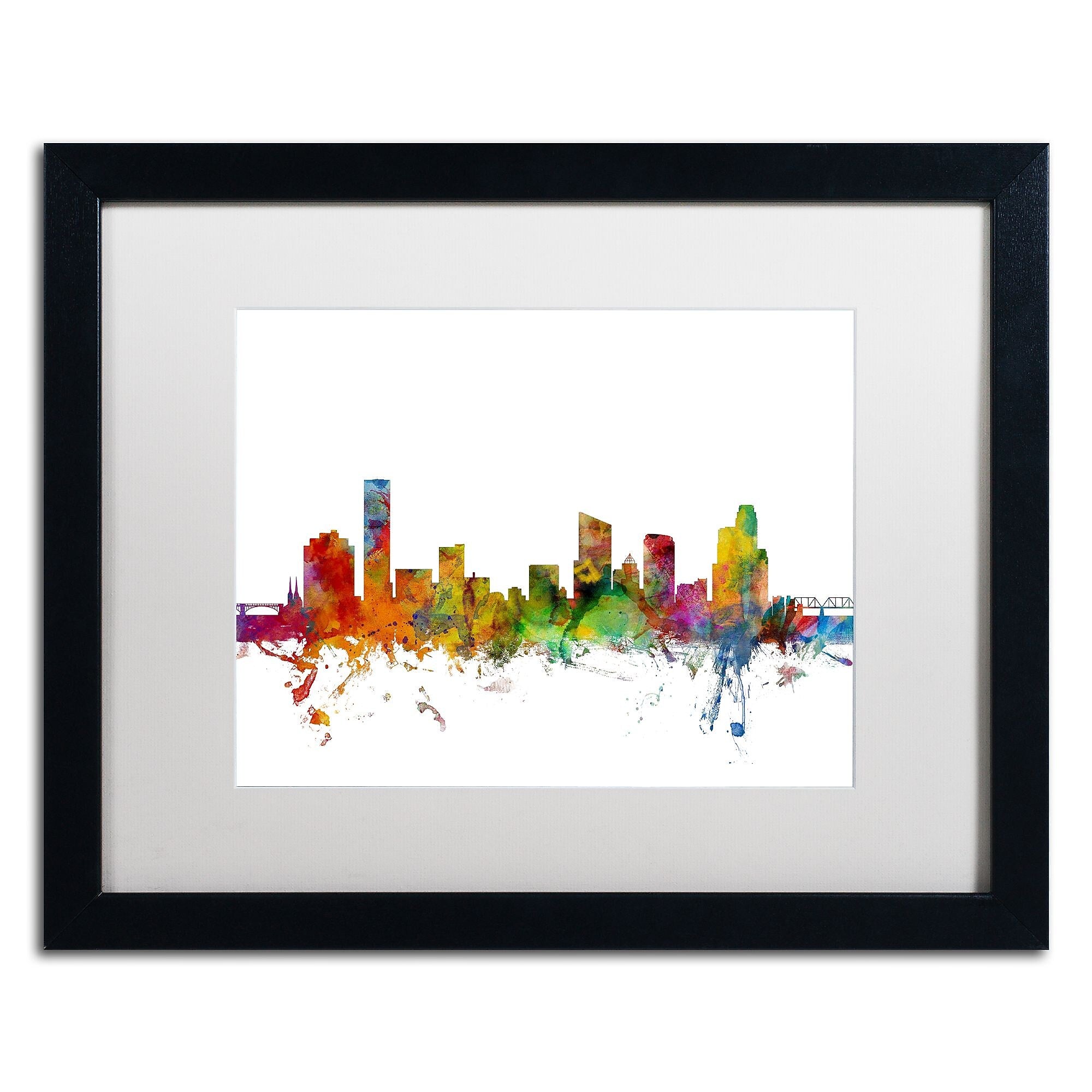Trademark Fine Art ''Grand Rapids Michigan Skyline'' by Michael Tompsett 16" x 20" White Matted Black Frame (MT0581-B1620MF)