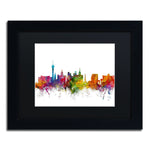 Trademark Fine Art ''Las Vegas Nevada Skyline'' by Michael Tompsett 11" x 14" Black Matted Black Frame (MT0582-B1114BMF)